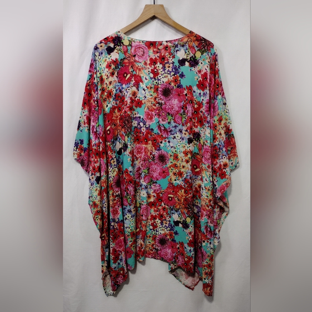 Umgee Floral Kimono Womens M/L Multicolor Artsy Festival Coastal Vacation - Picture 5 of 8